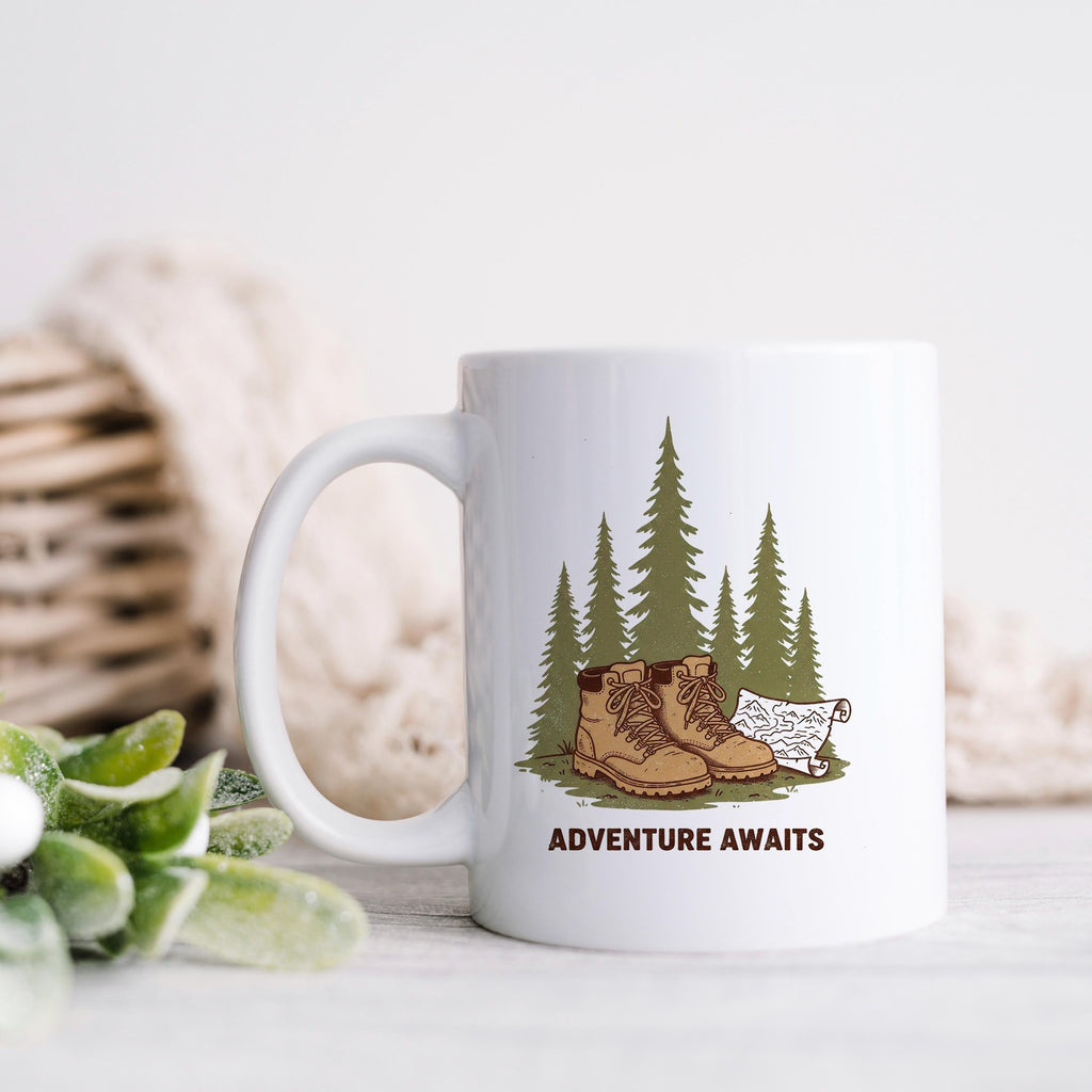 Adventure Mug – Rustic Hiking Coffee Cup | Camping Ceramic Mug, Outdoor Lover Gift