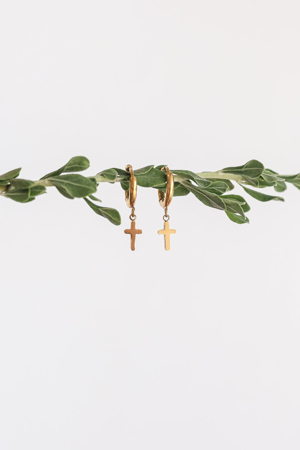 Dainty Cross Hoop - Quarter Circle AK Boutique