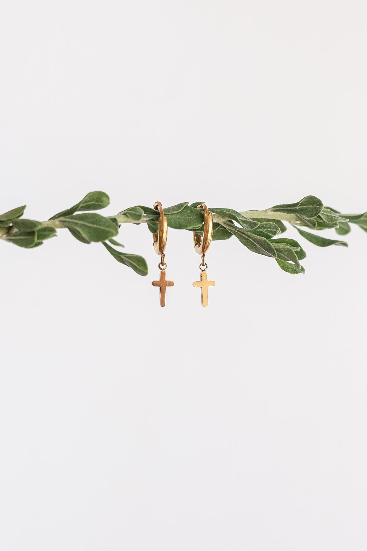 Dainty Cross Hoop - Quarter Circle AK Boutique