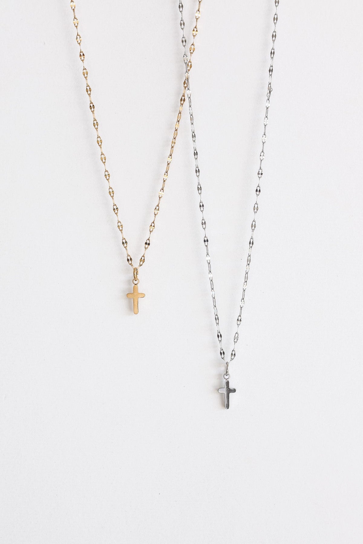 Dainty Cross Necklace - Quarter Circle AK Boutique