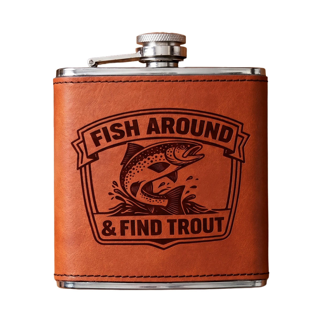 Fishing Flask – Engraved Stainless Steel Hip Flask | Trout Fisherman Gift