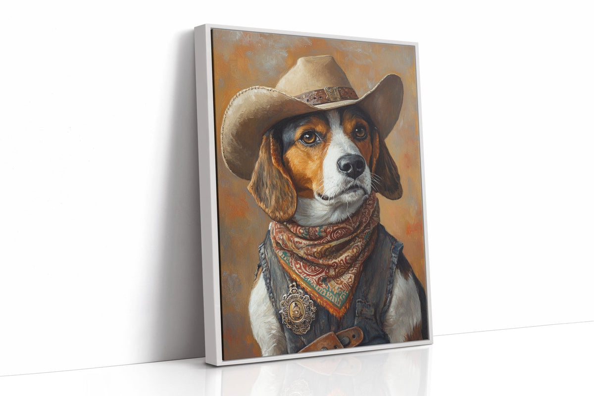Deputy Beagle in Bandana and Hat - Quarter Circle AK Boutique