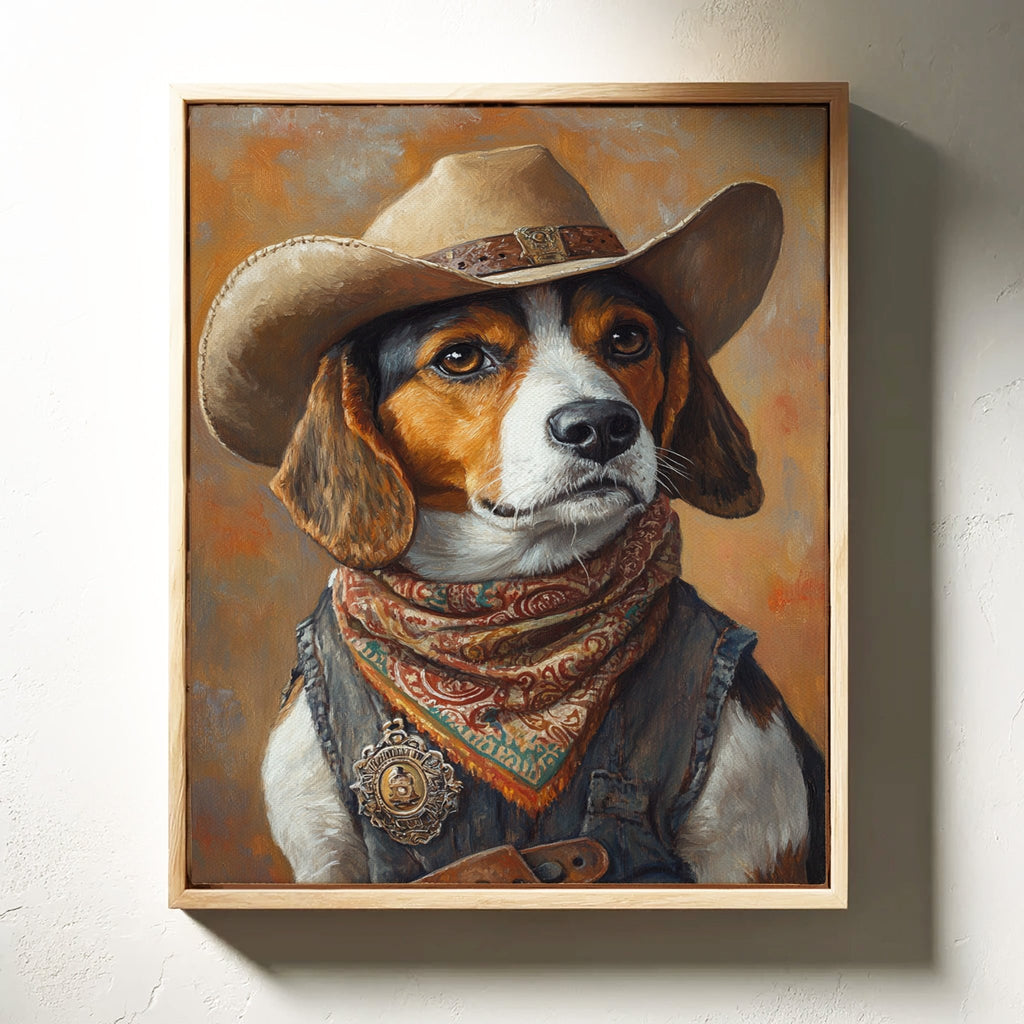 Deputy Beagle in Bandana and Hat - Quarter Circle AK Boutique
