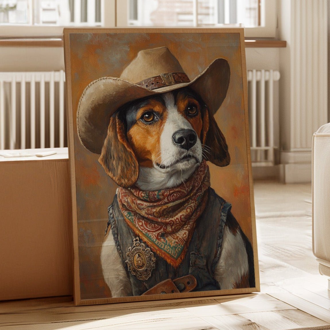 Deputy Beagle in Bandana and Hat - Quarter Circle AK Boutique