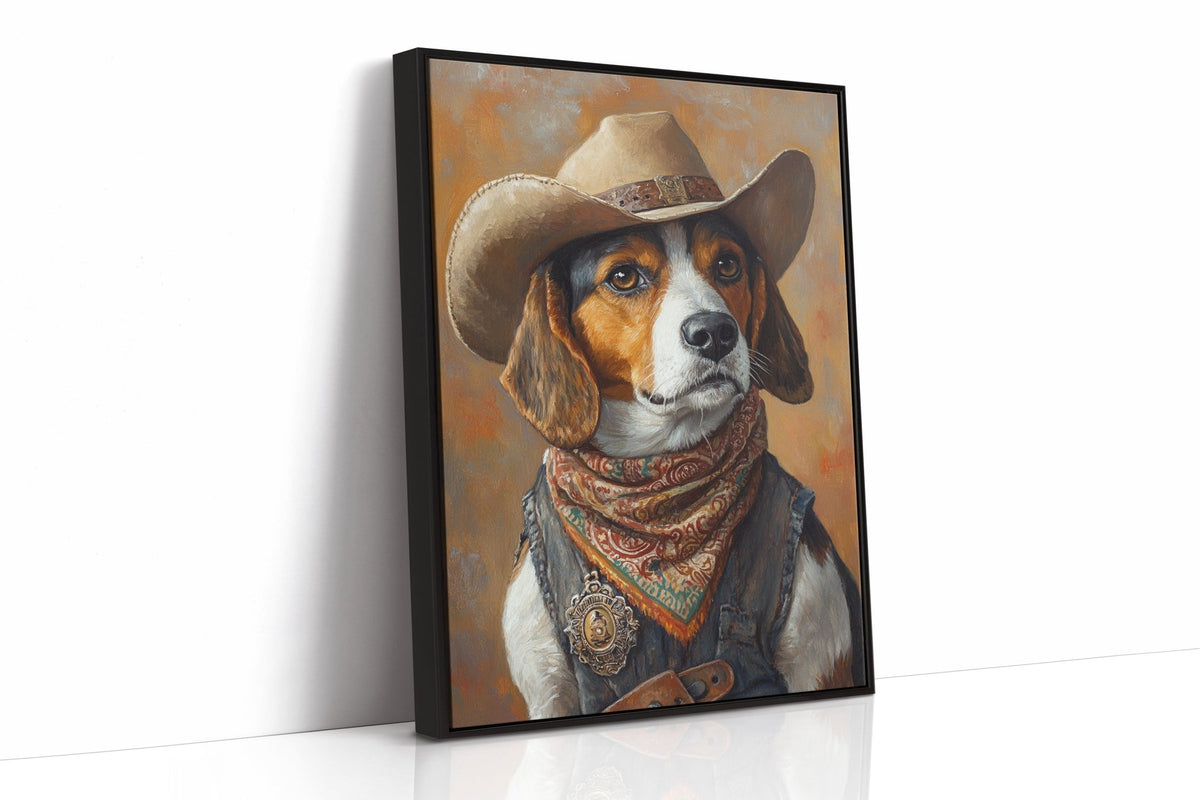 Deputy Beagle in Bandana and Hat - Quarter Circle AK Boutique
