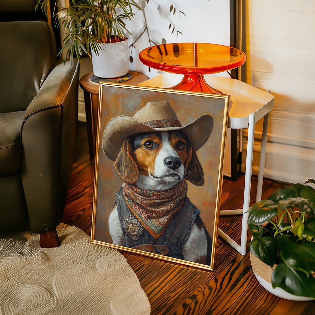 Deputy Beagle in Bandana and Hat - Quarter Circle AK Boutique