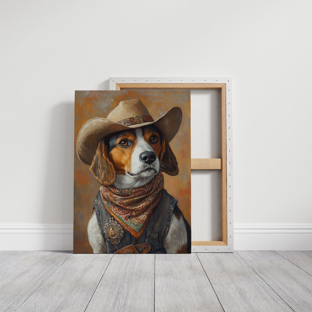 Deputy Beagle in Bandana and Hat - Quarter Circle AK Boutique