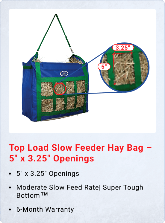 Derby Originals Top Load Slow Feeder Hay Bag – 5" x 3.25" Openings – Easy or Moderate Feed Rate | Super Tough Bottom – 6-Month Warranty - Quarter Circle AK Boutique