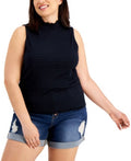 Derek Heart Trendy Plus Size Textured Mock-Neck Sleeveless Top, Size 2X - Quarter Circle AK Boutique