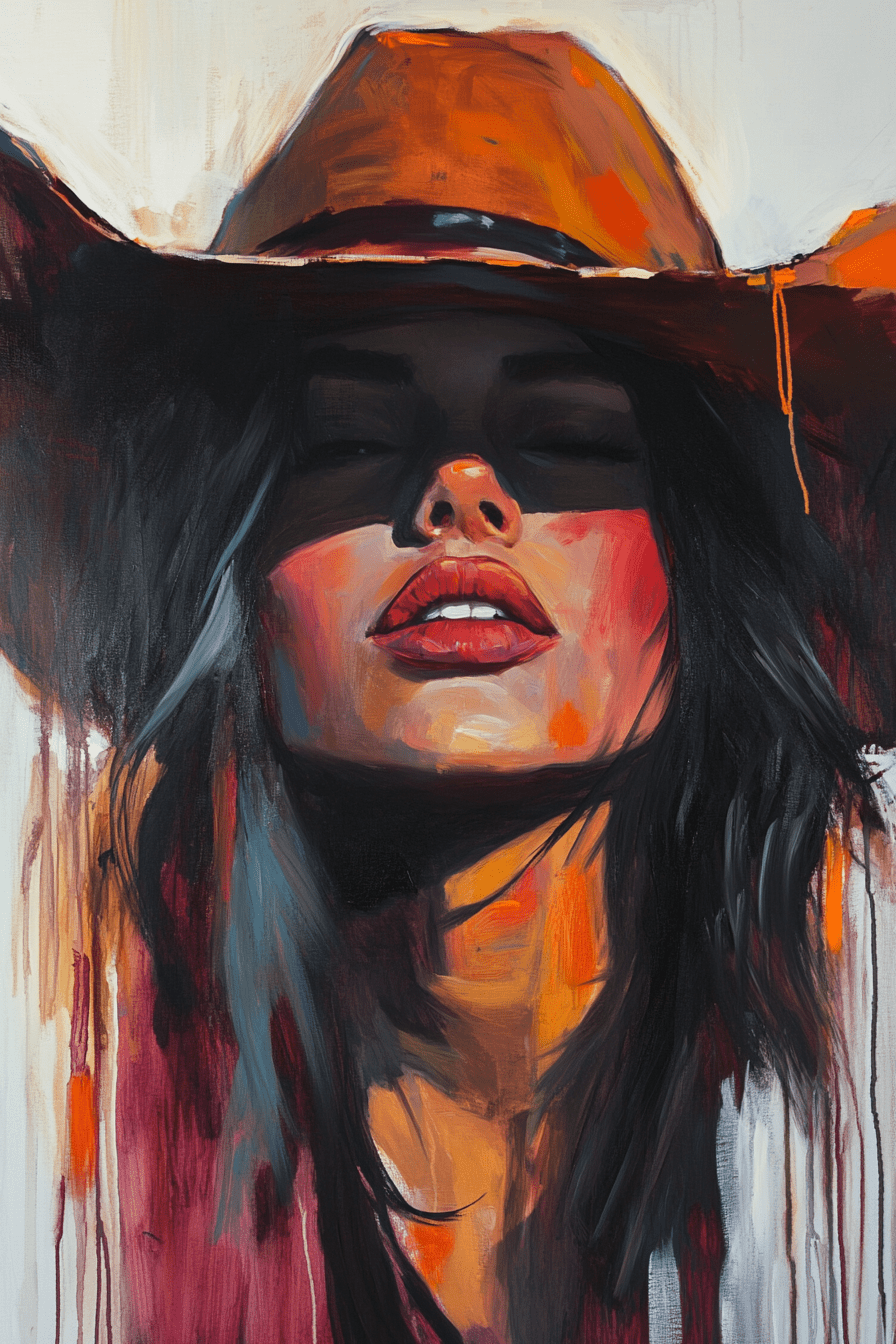 Desert Flame Cowgirl Canvas – Bold Western Woman Wall Art - Quarter Circle AK Boutique