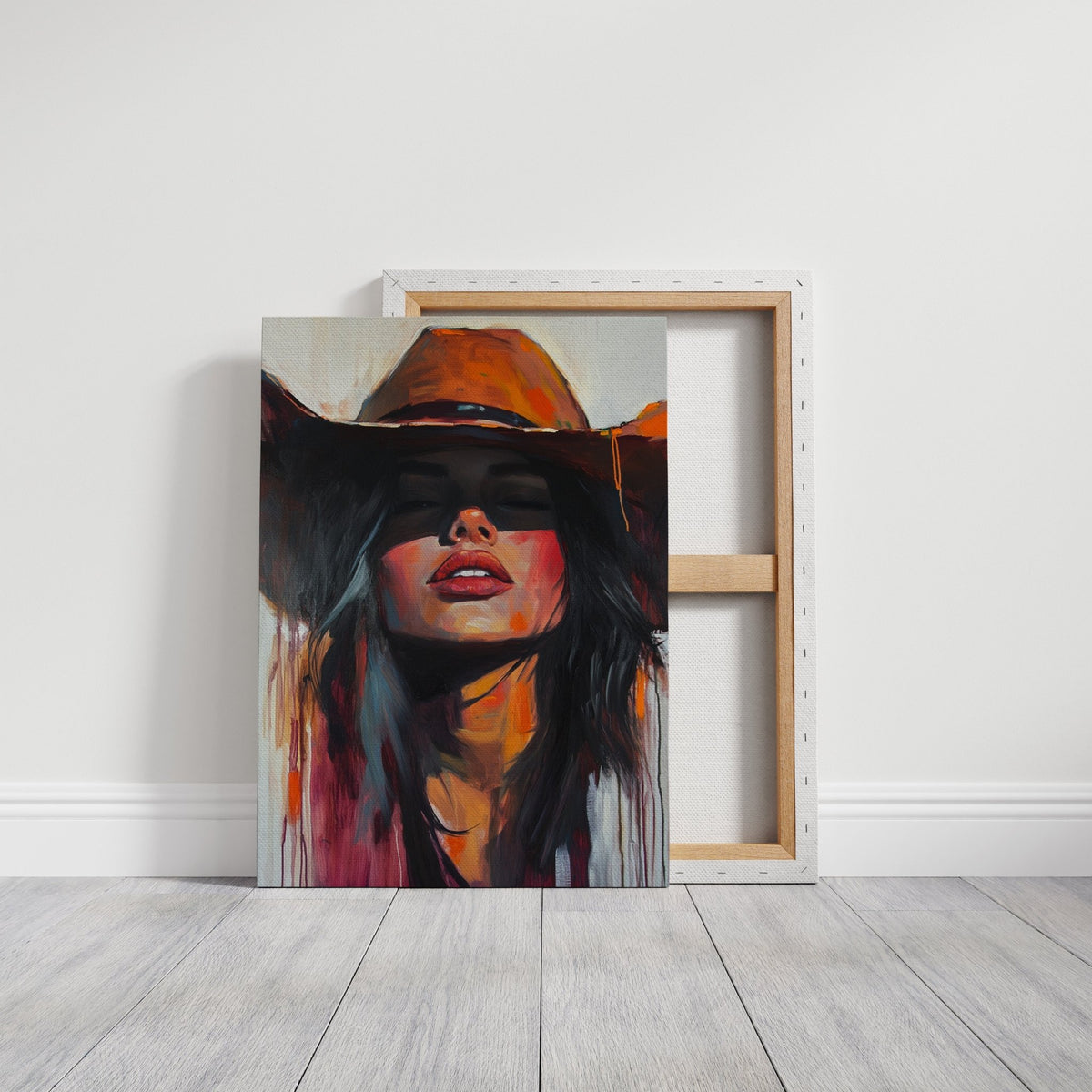 Desert Flame Cowgirl Canvas – Bold Western Woman Wall Art - Quarter Circle AK Boutique