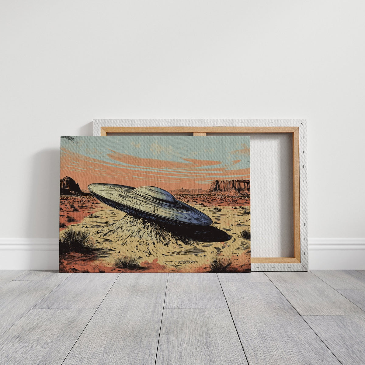 Desert Landing: UFO Shadows and Distant Skies - Quarter Circle AK Boutique