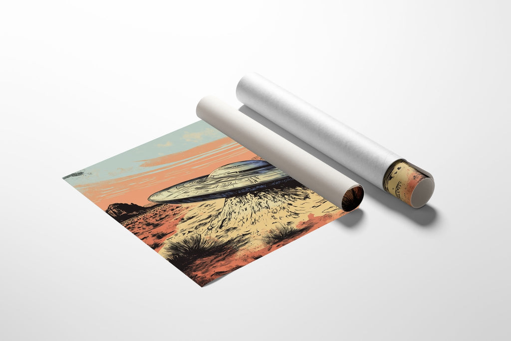 Desert Landing: UFO Shadows and Distant Skies - Quarter Circle AK Boutique