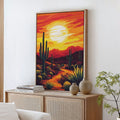 Desert Sunset Cactus Print – Vibrant Southwestern Wall Art - Quarter Circle AK Boutique