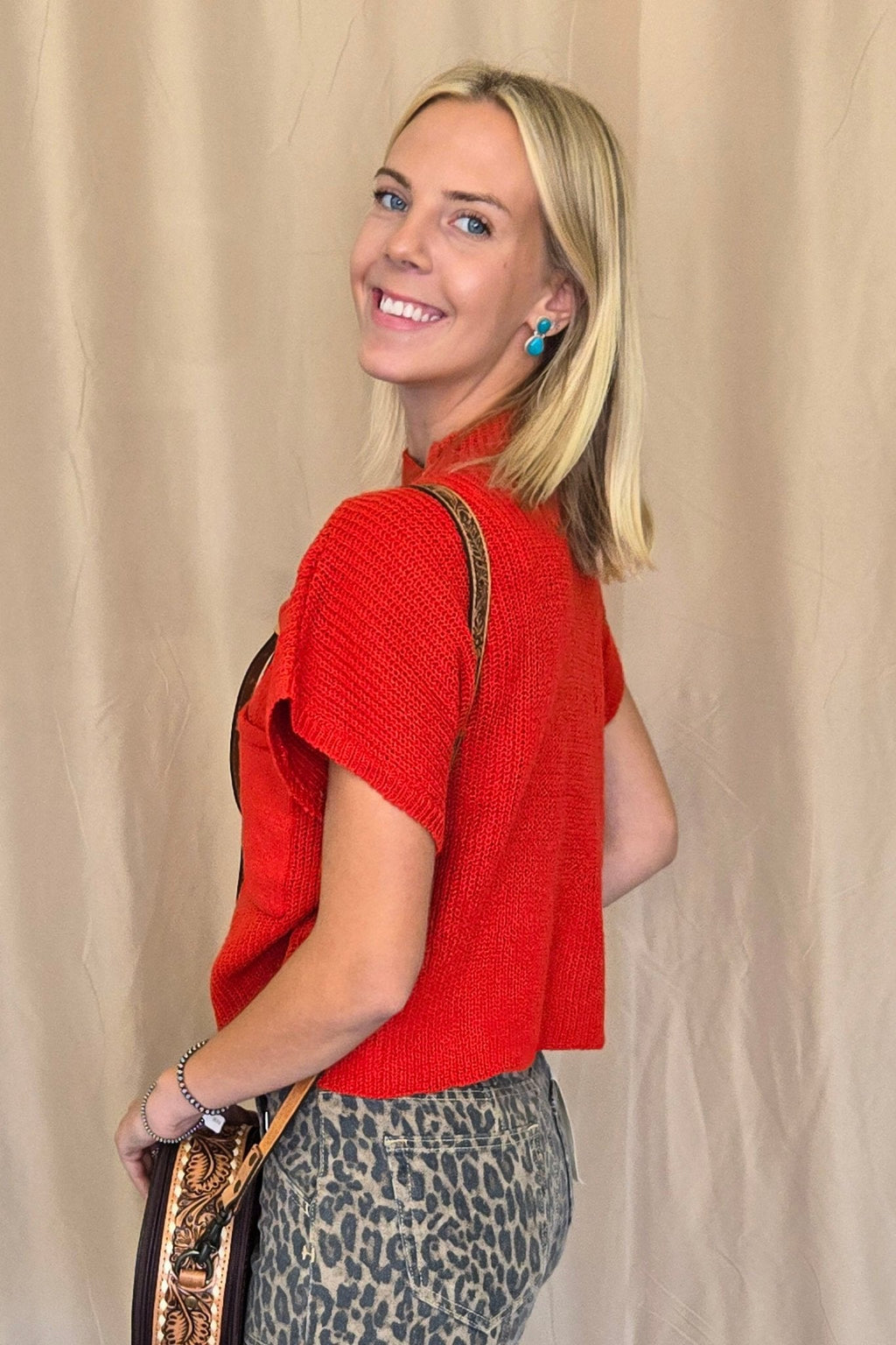 Sweet Generis "Devils Tower" Western Ribbed Sweater Top — Funnel Neck with Front Pouch Pocket (4 Colors)