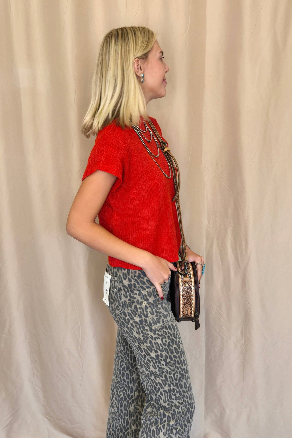 Sweet Generis "Devils Tower" Western Ribbed Sweater Top — Funnel Neck with Front Pouch Pocket (4 Colors)