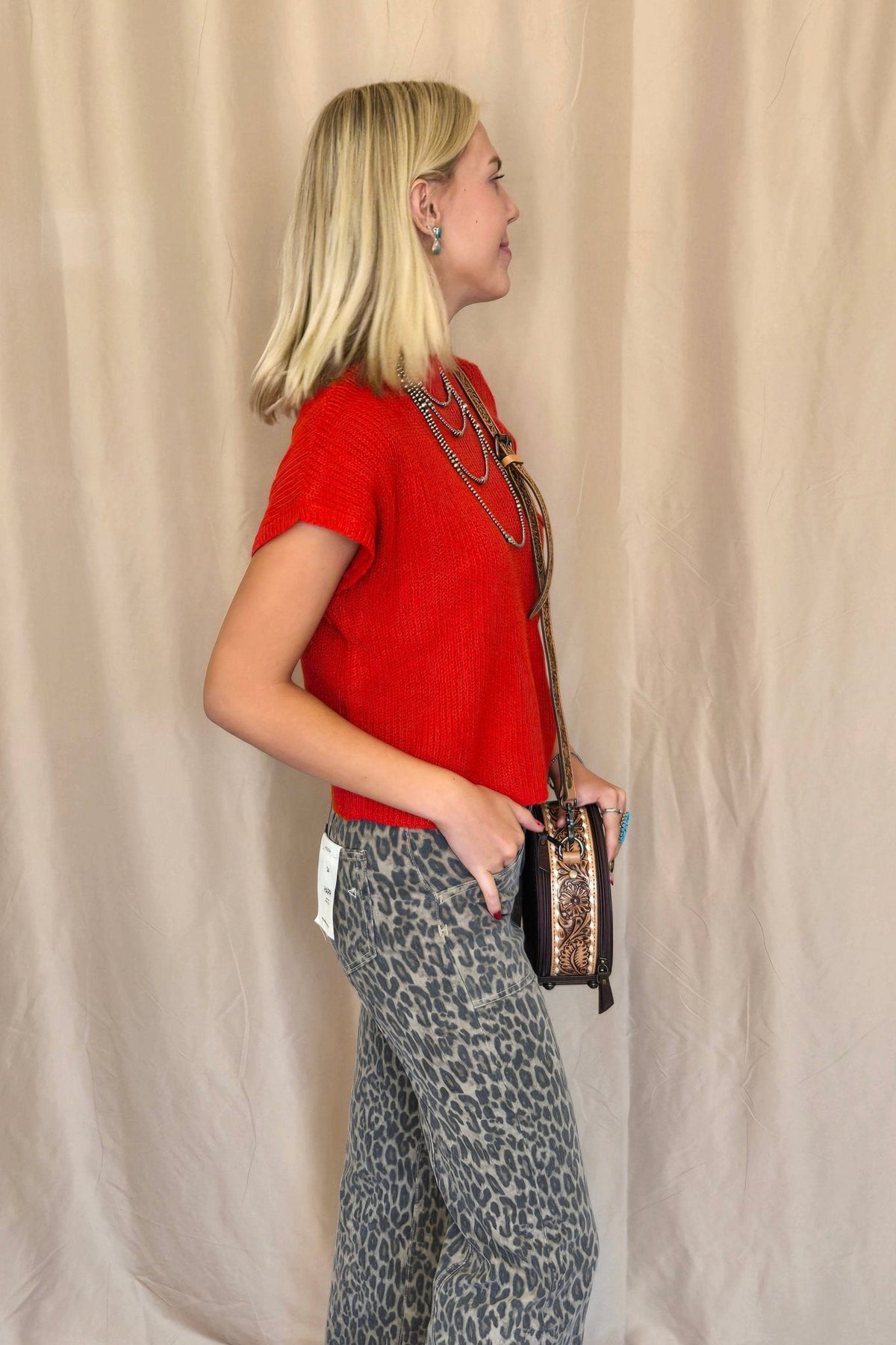 Sweet Generis "Devils Tower" Western Ribbed Sweater Top — Funnel Neck with Front Pouch Pocket (4 Colors)