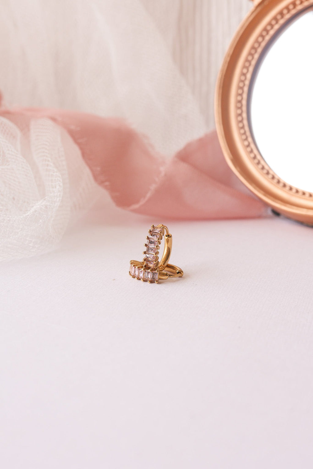 Diamond Hoop in Ballet Pink - Quarter Circle AK Boutique