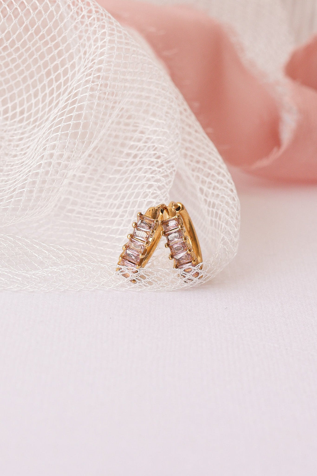 Diamond Hoop in Ballet Pink - Quarter Circle AK Boutique