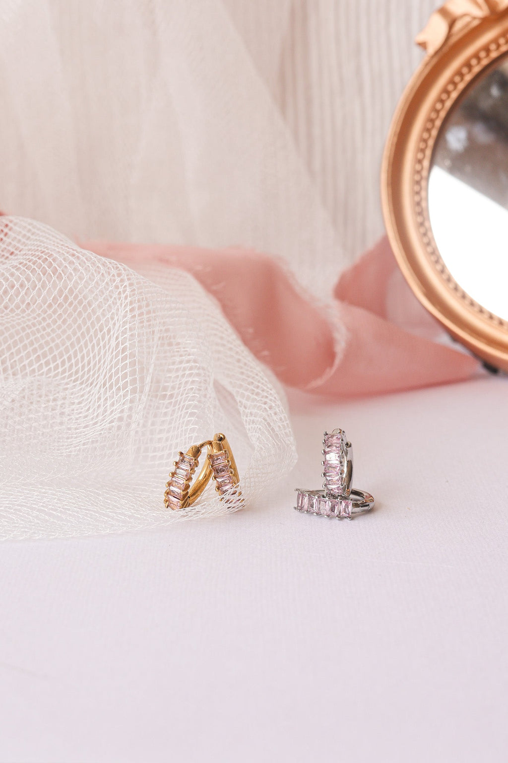 Diamond Hoop in Ballet Pink - Quarter Circle AK Boutique