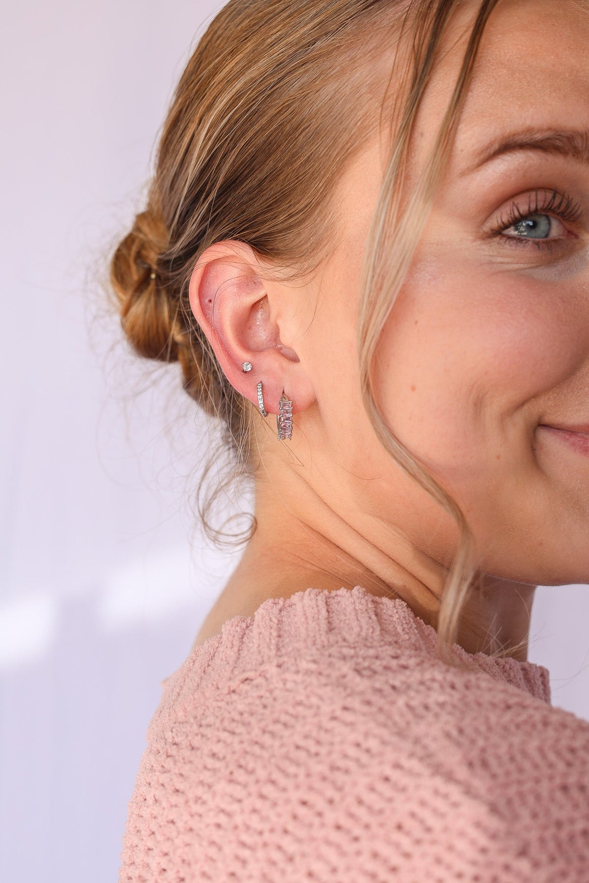 Diamond Hoop in Ballet Pink - Quarter Circle AK Boutique
