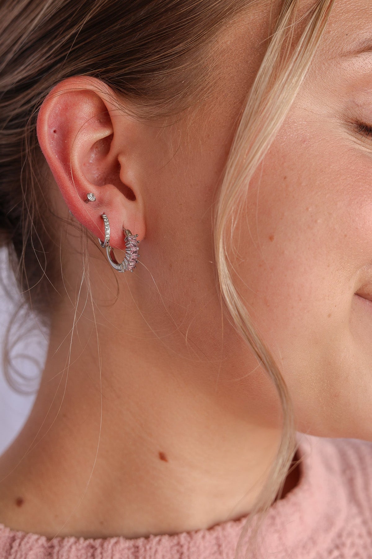 Diamond Hoop in Ballet Pink - Quarter Circle AK Boutique