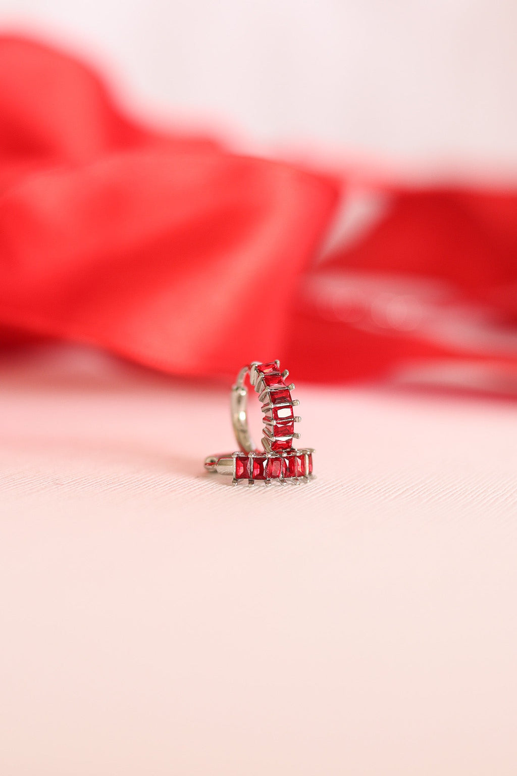 Diamond Hoop in Red - Quarter Circle AK Boutique