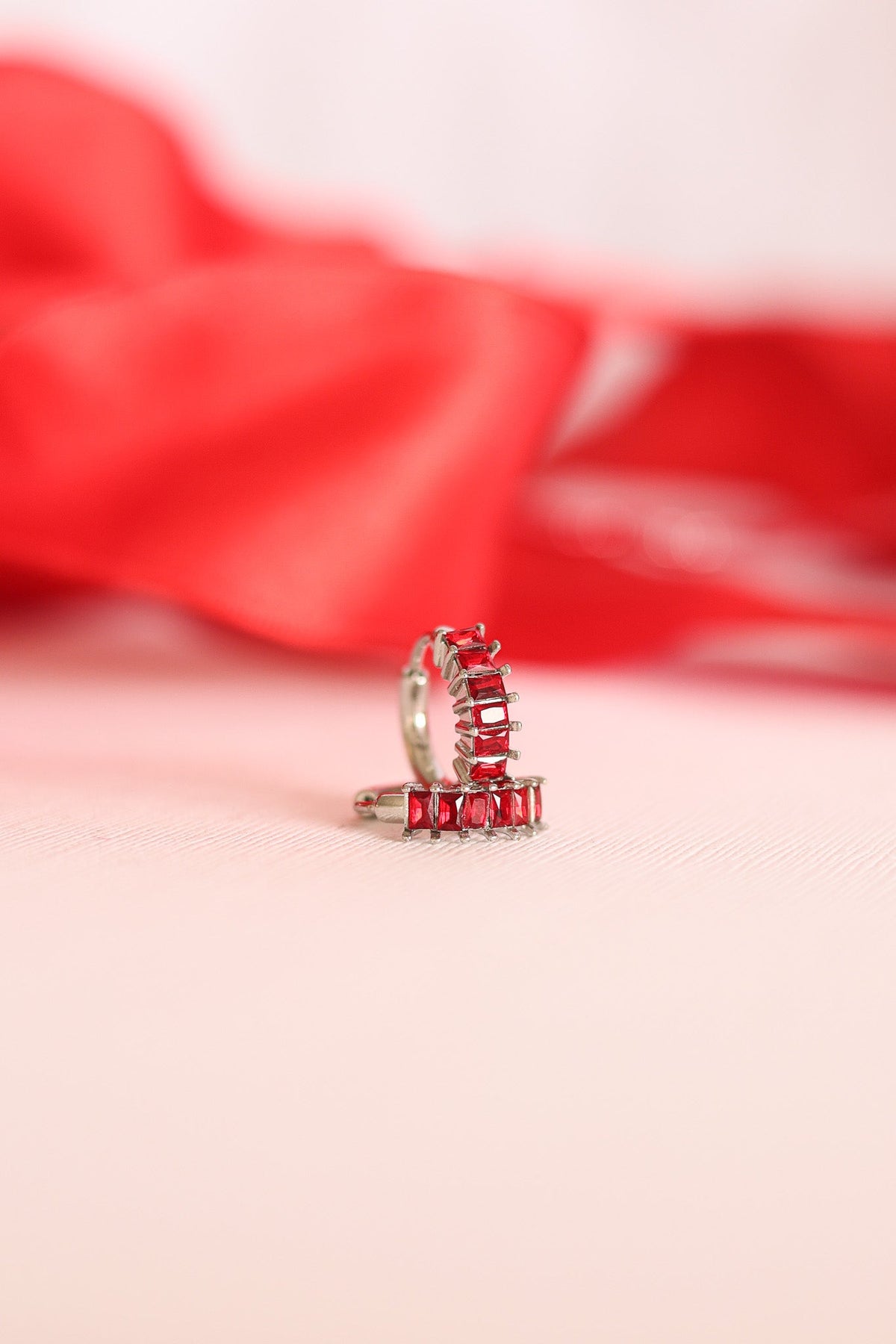 Diamond Hoop in Red - Quarter Circle AK Boutique