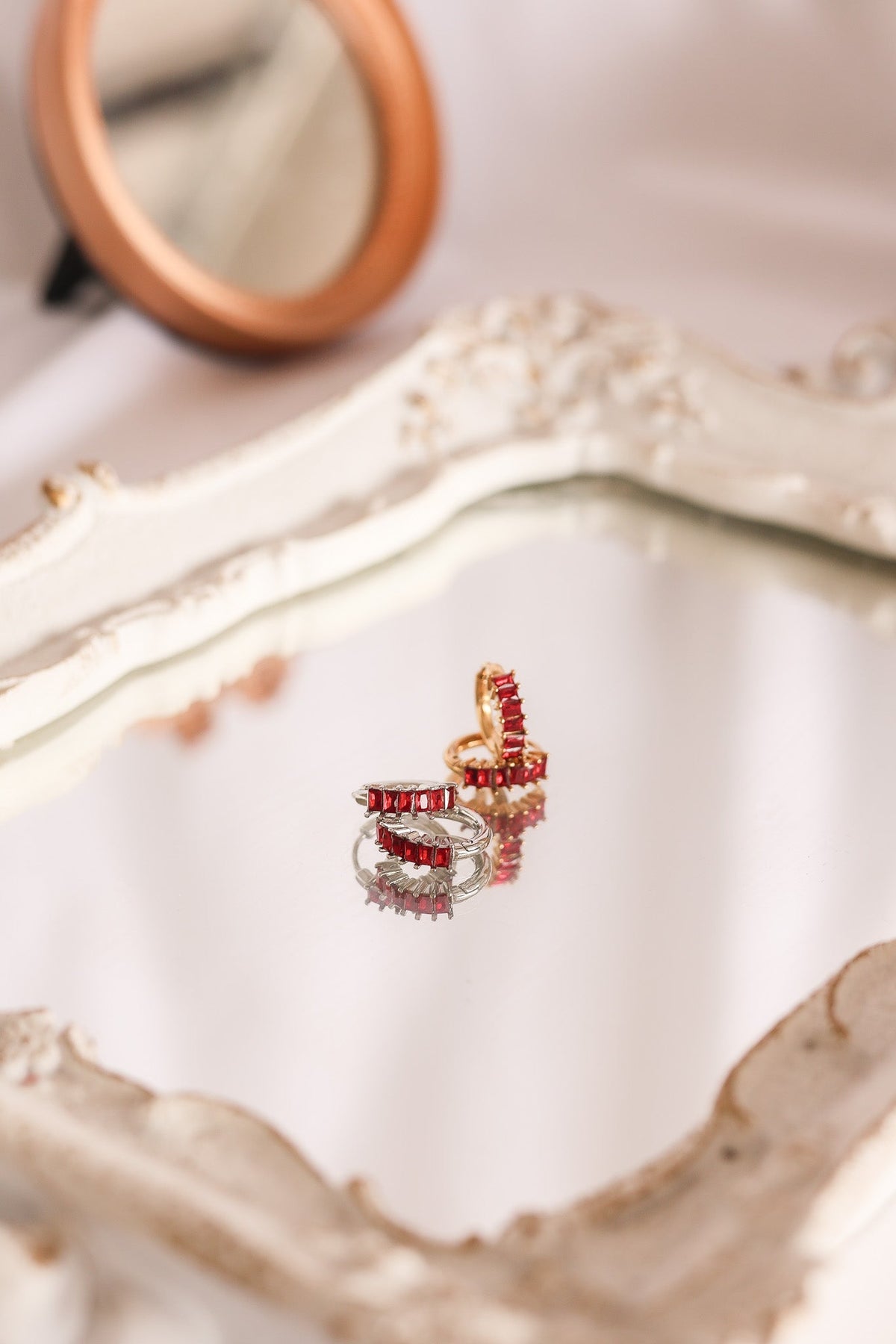 Diamond Hoop in Red - Quarter Circle AK Boutique
