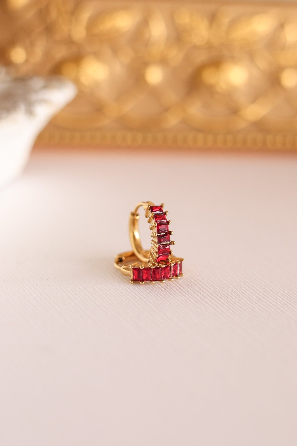 Diamond Hoop in Red - Quarter Circle AK Boutique