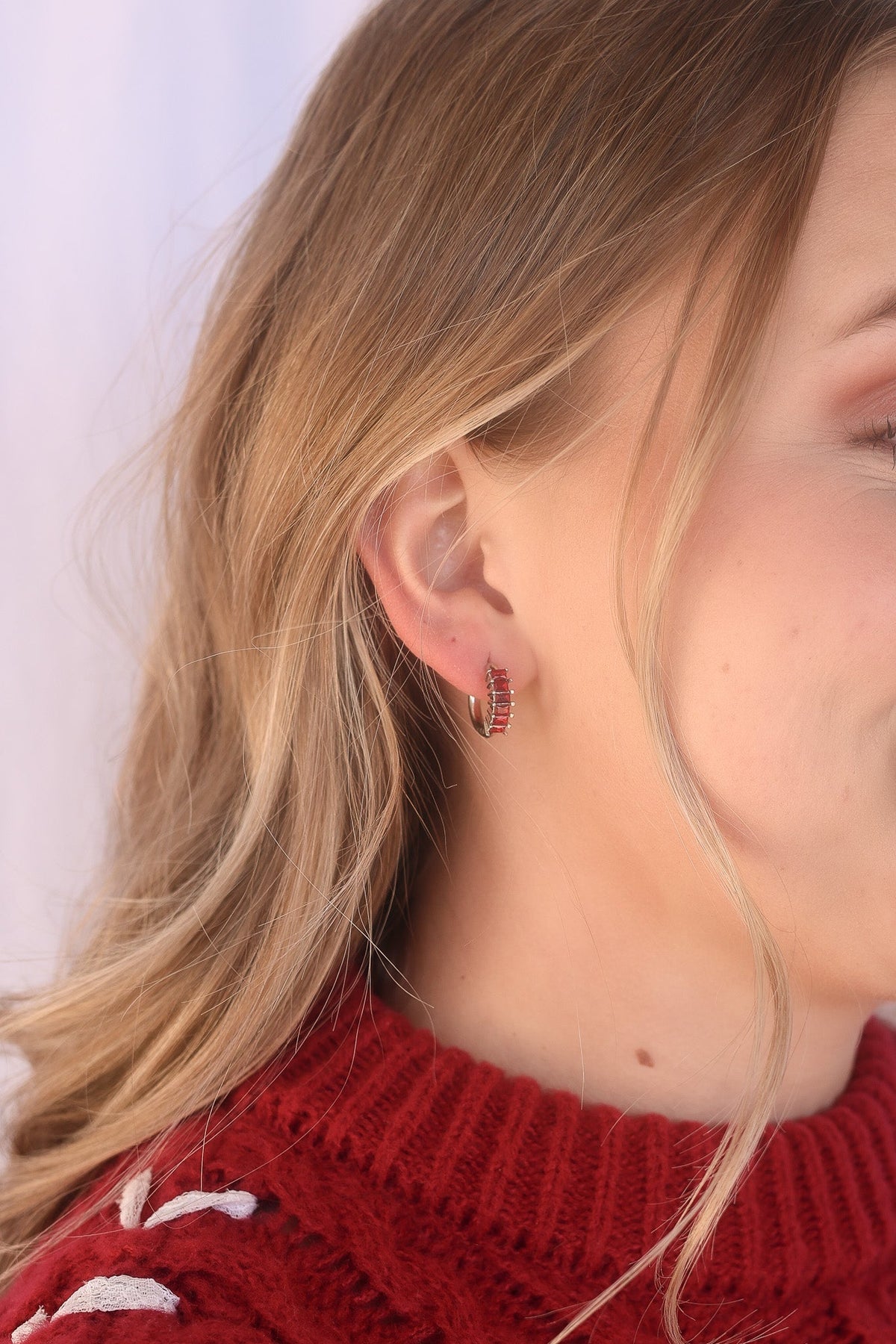 Diamond Hoop in Red - Quarter Circle AK Boutique