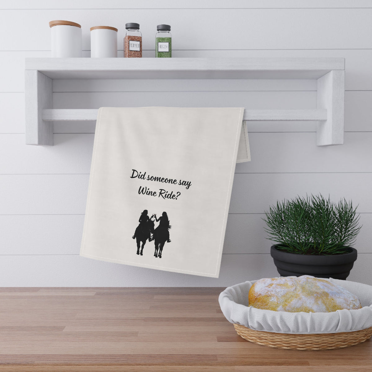 "Did someone say Wine Ride?" Cowgirl Wine Ride Tea/Bar Towels, Western Kitchen Decor, Retro Cowgirl Design, Farmhouse Towels, Kitchen Towels with Wine Theme, Vintage Tea - Quarter Circle AK Boutique