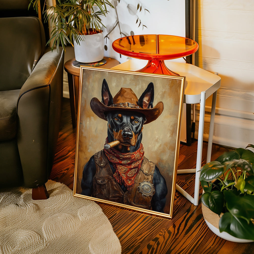 Doberman Marshal with a Steel Gaze - Quarter Circle AK Boutique