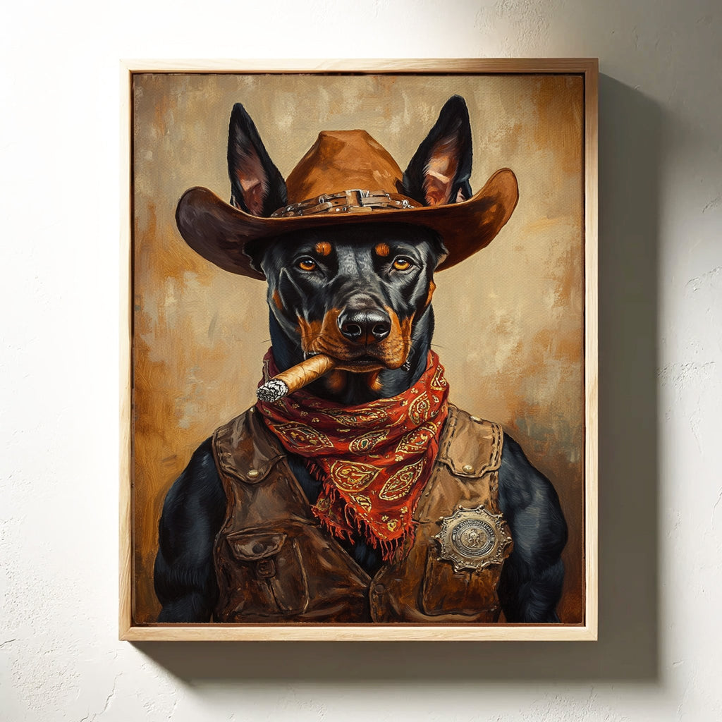 Doberman Marshal with a Steel Gaze - Quarter Circle AK Boutique