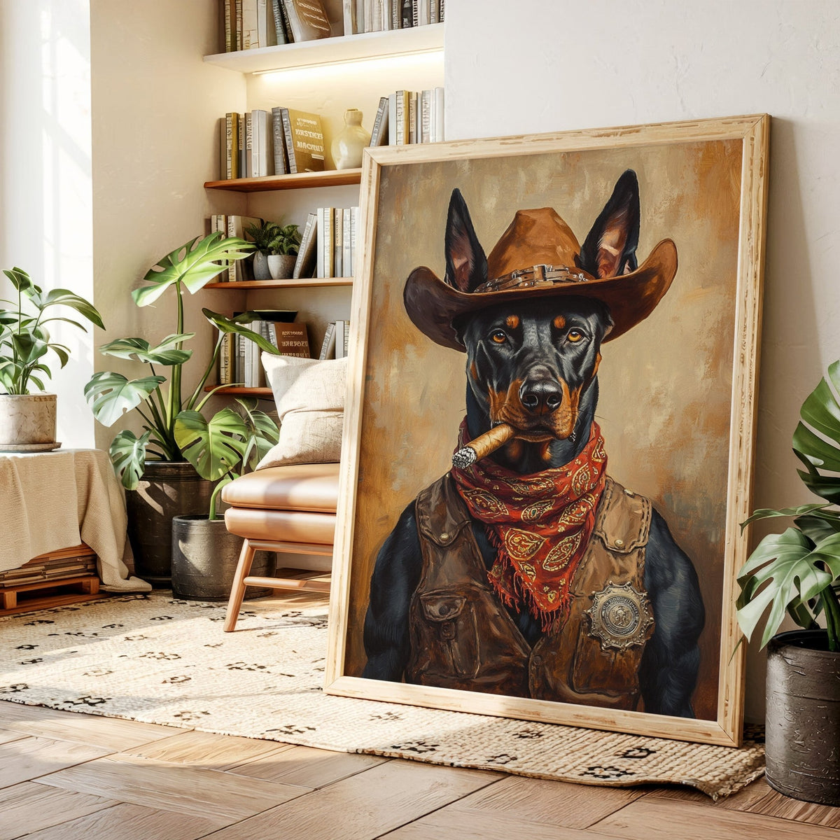 Doberman Marshal with a Steel Gaze - Quarter Circle AK Boutique
