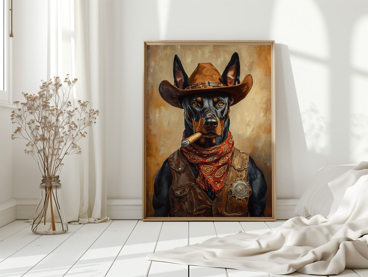 Doberman Marshal with a Steel Gaze - Quarter Circle AK Boutique