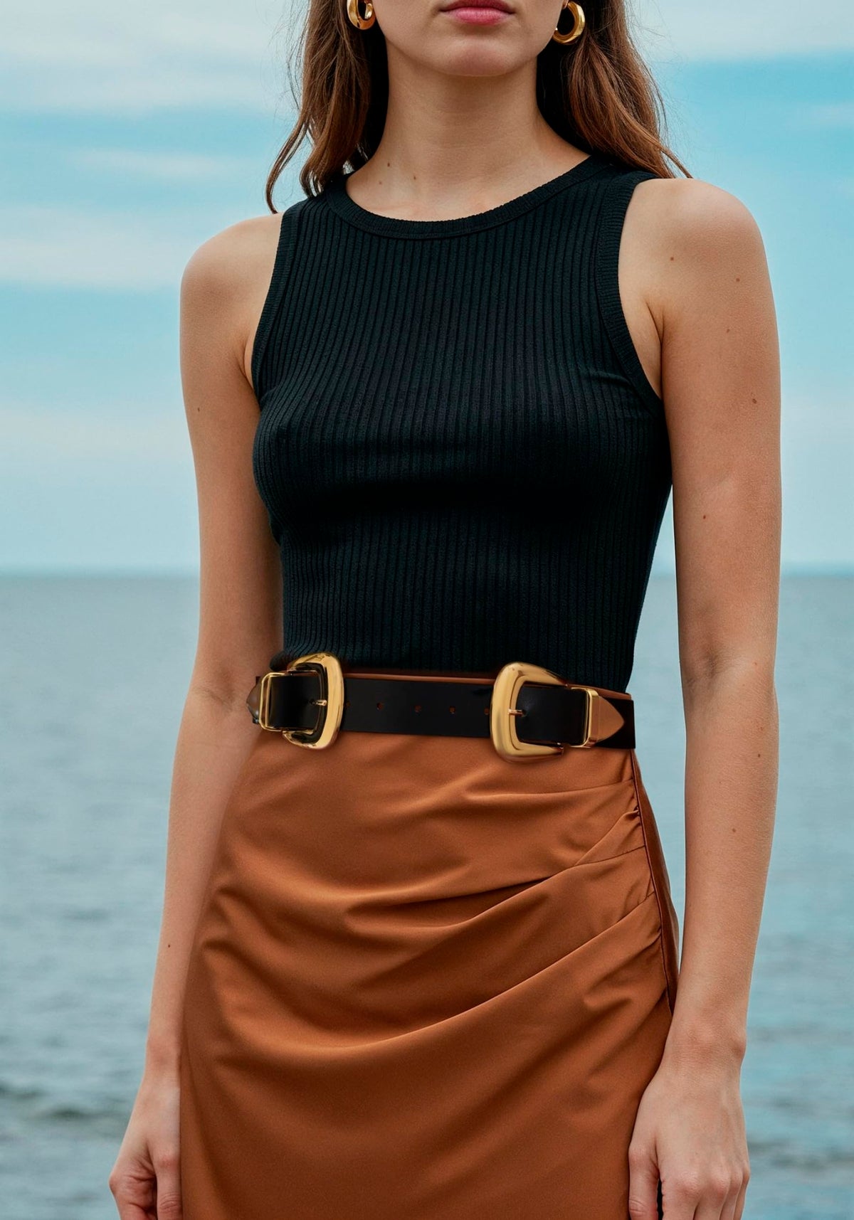 Double Buckle Western Waist Belt for Women - Quarter Circle AK Boutique