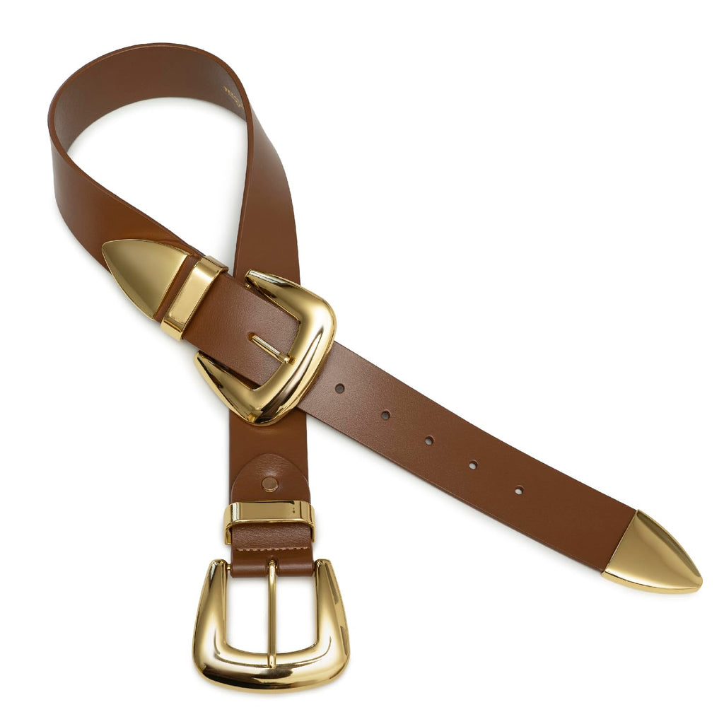 Double Buckle Western Waist Belt for Women - Quarter Circle AK Boutique