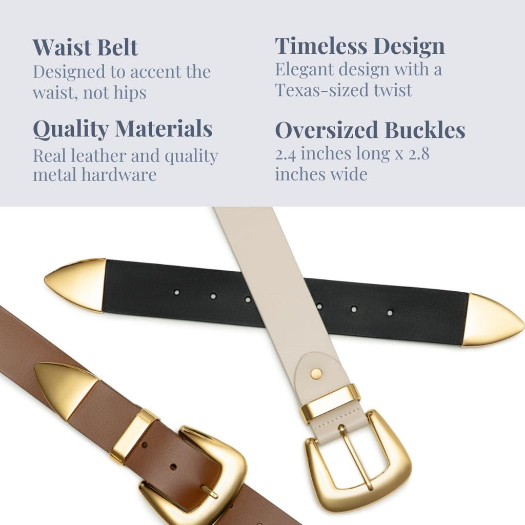 Double Buckle Western Waist Belt for Women - Quarter Circle AK Boutique