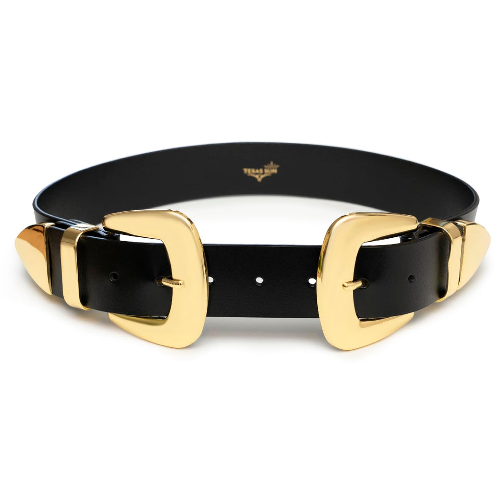 Double Buckle Western Waist Belt for Women - Quarter Circle AK Boutique