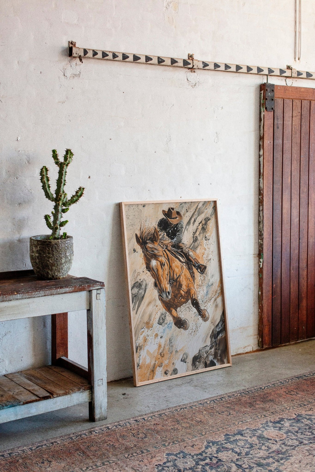 Downhill Cowboy Canvas – Western Action Horseback Painting - Quarter Circle AK Boutique