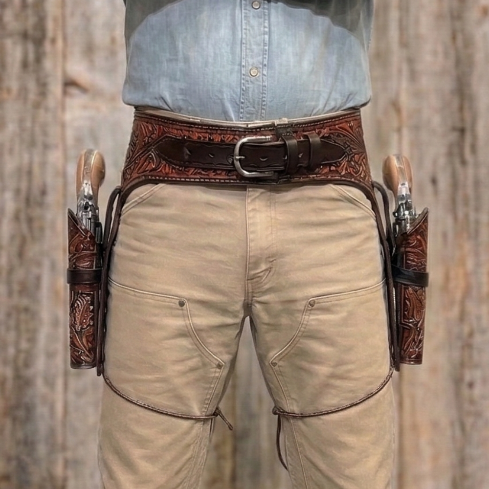 Double Western Holster & Belt .22 Cal - Brown
