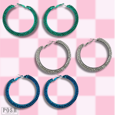 Tiny rhinestone hoop earring