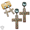 Faceted bead wrapped cross earring with crystals from Swarovski®