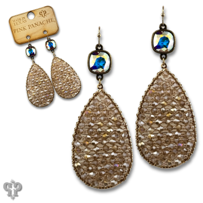 Woven bead teardrop earring with crystals from Swarovski®