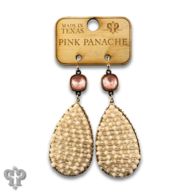 Woven bead teardrop earring with crystals from Swarovski®