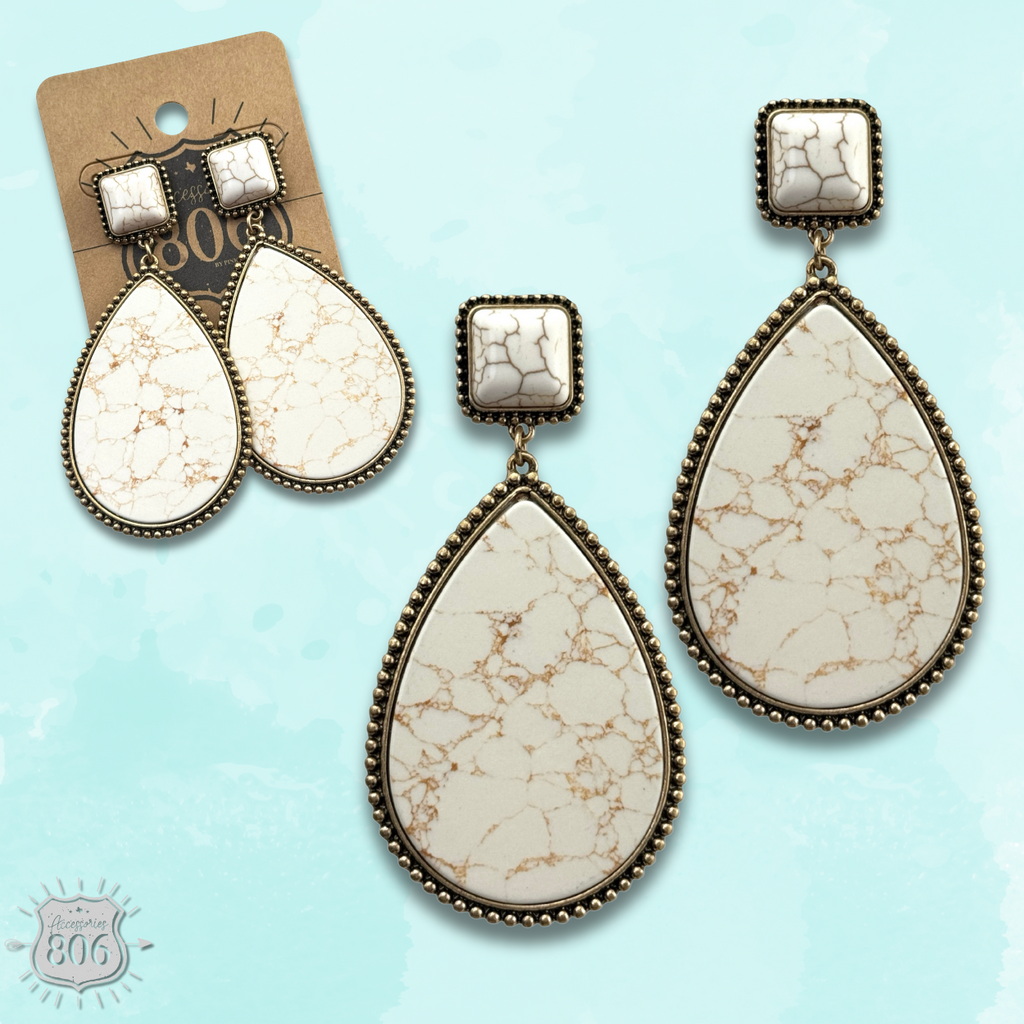 Solid stone teardrop earring, last call