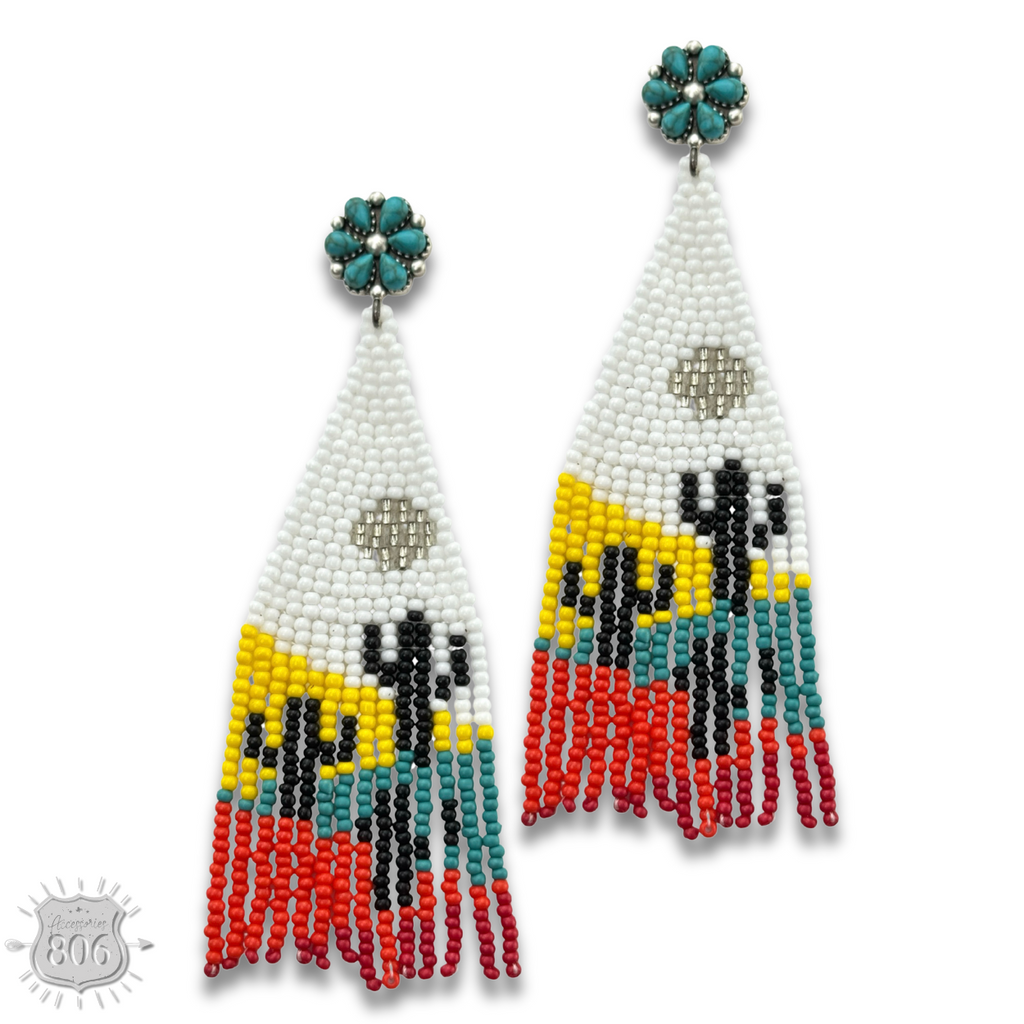 Beaded cactus scene earring, last call
