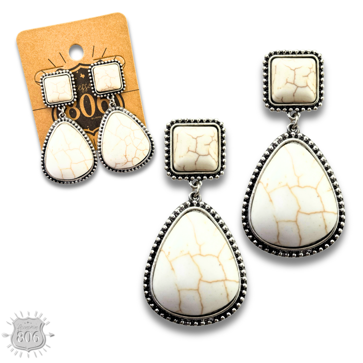 White stone teardrop earring Last Call