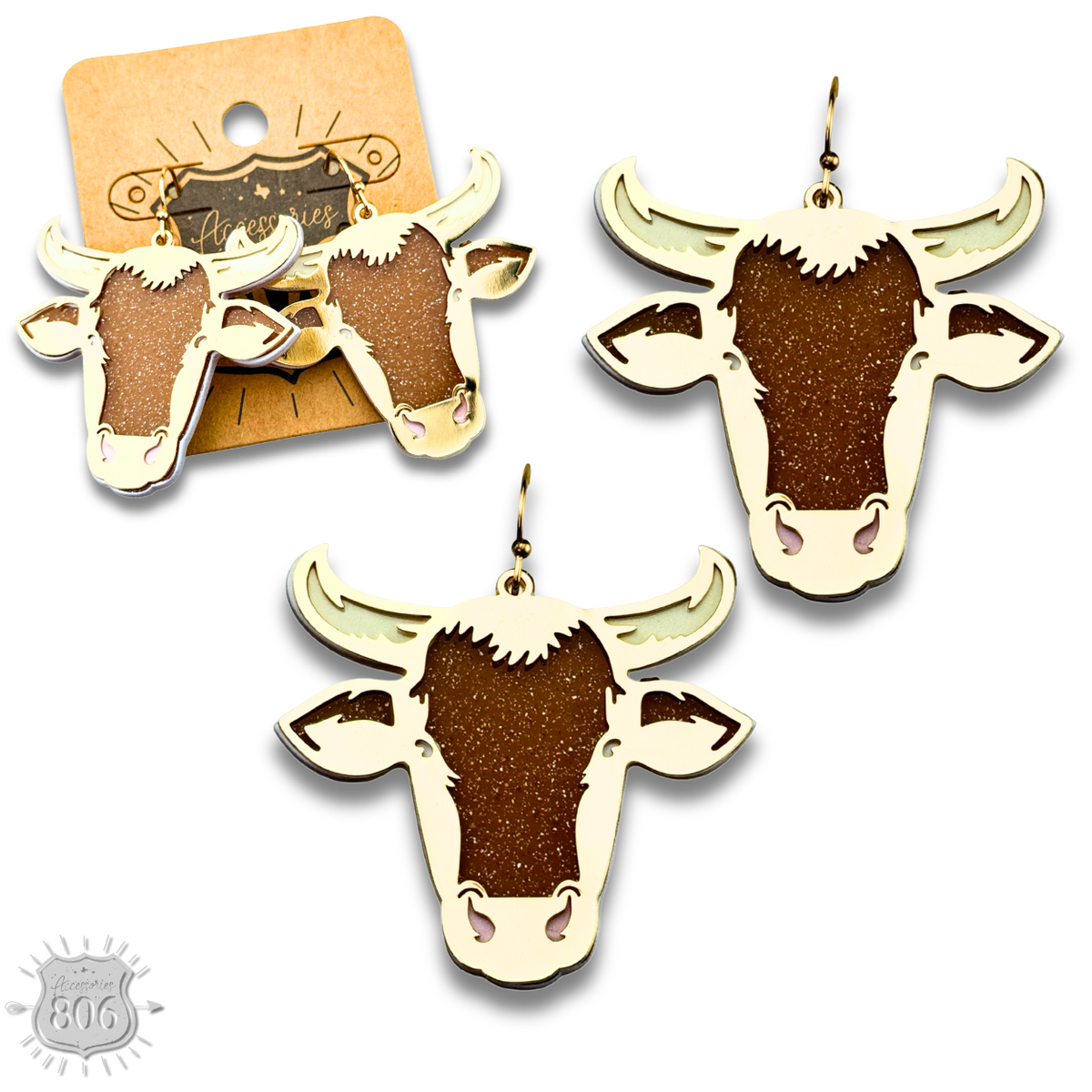Acrylic steer head earring, last call